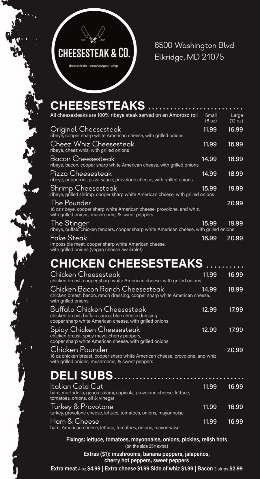 Cheesesteak & Co Menu Front