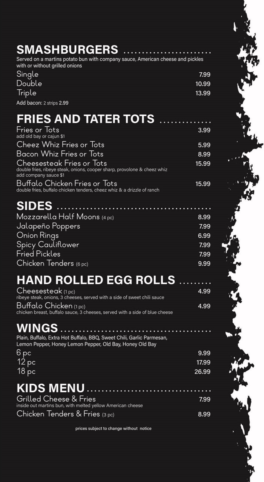 Cheesesteak & Co Menu Back